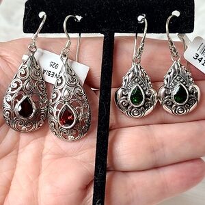 Bali Indonesia Dangle Gemstone Earrings